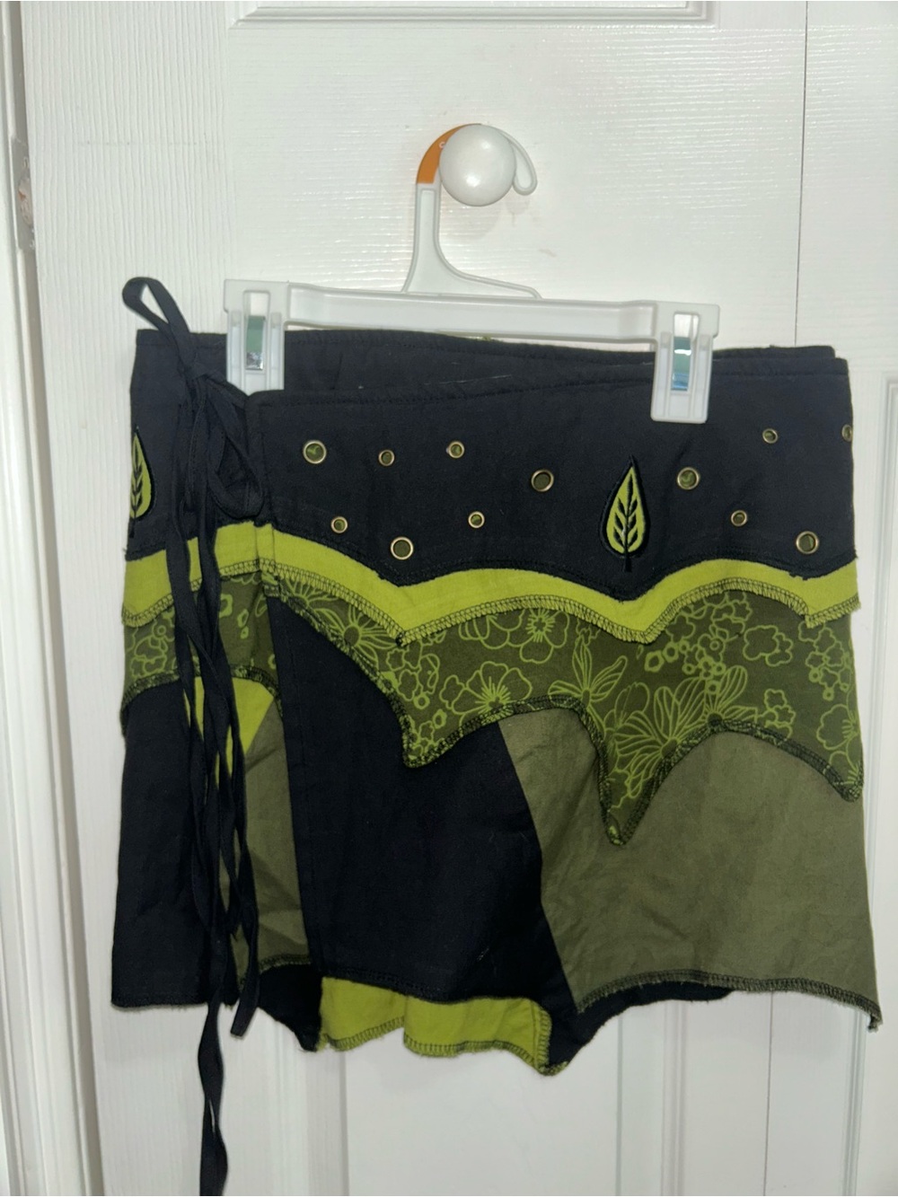 Haystacks Black Mini Skirt with Lime Green Accents